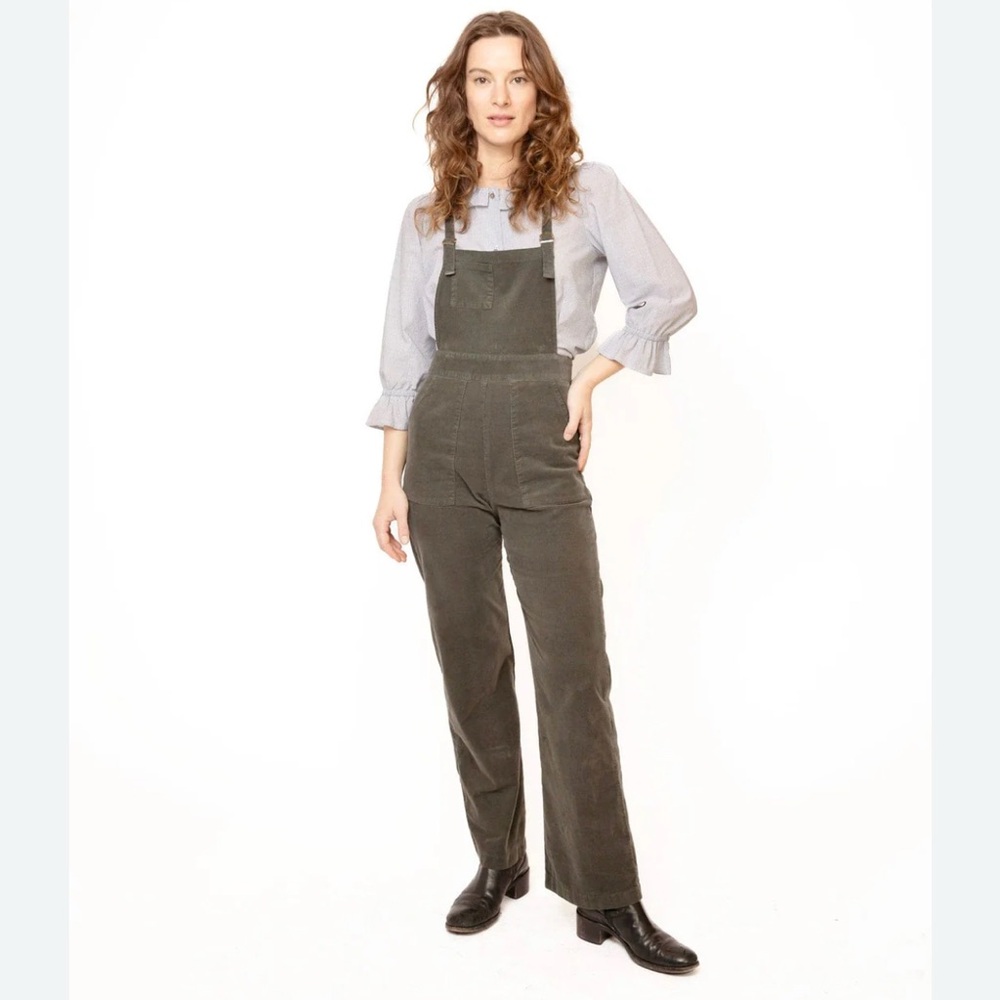 Cameo billiard green baby overalls - velvet corduroy - small